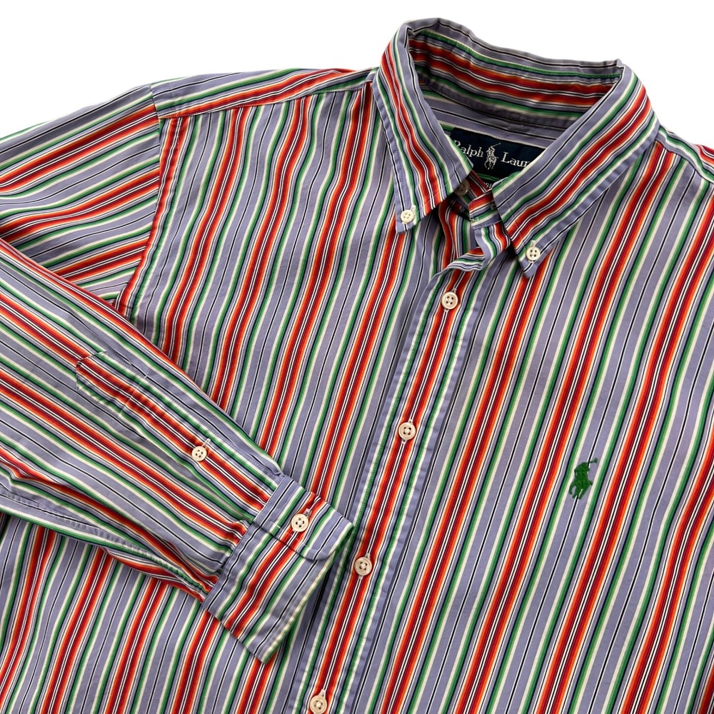 Ralph Lauren Classic Fit Button Down Shirt Men Medium Stripe Prep Cotton